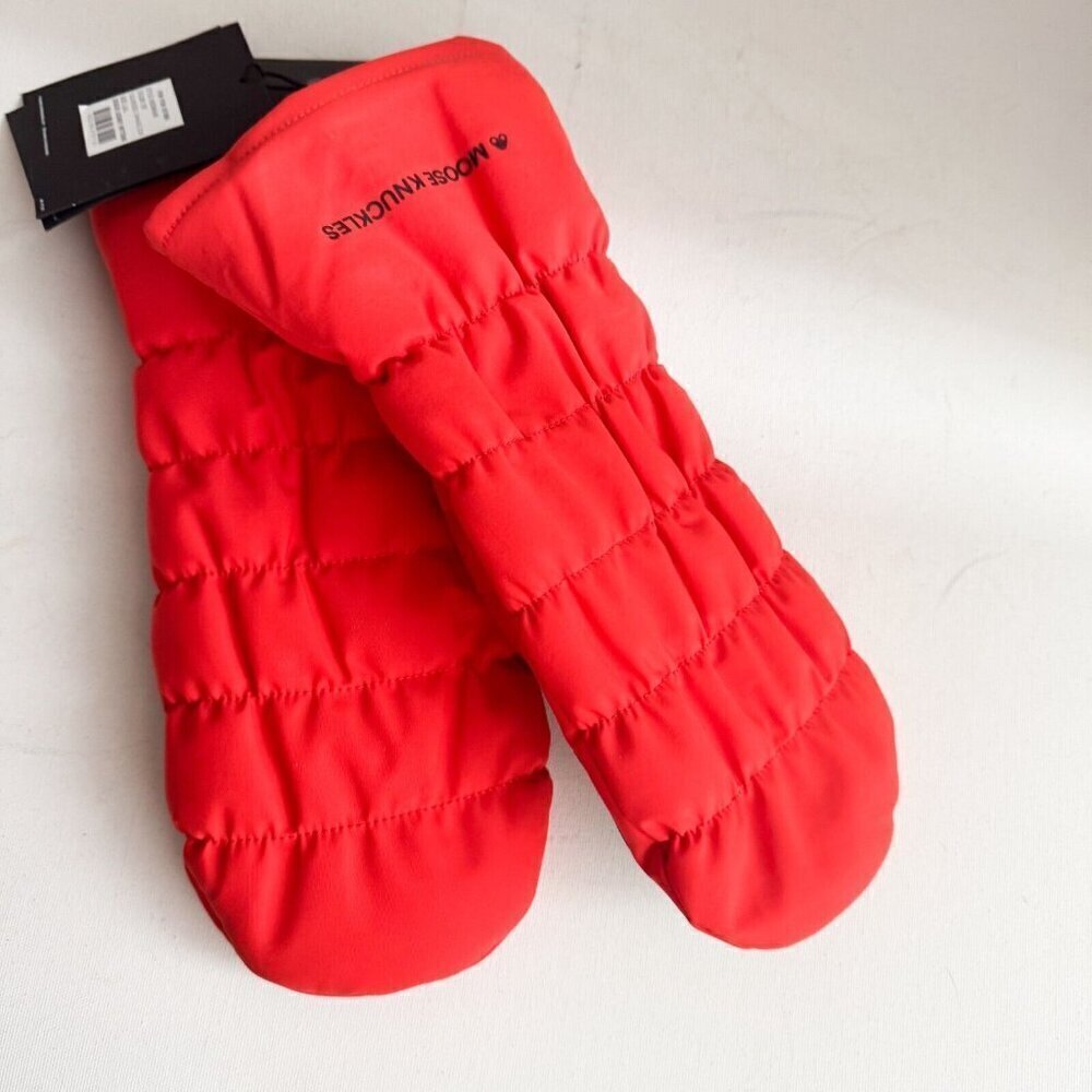 Moose Knuckles Nylon Down Filled Sidney Mittens Orange L/XL